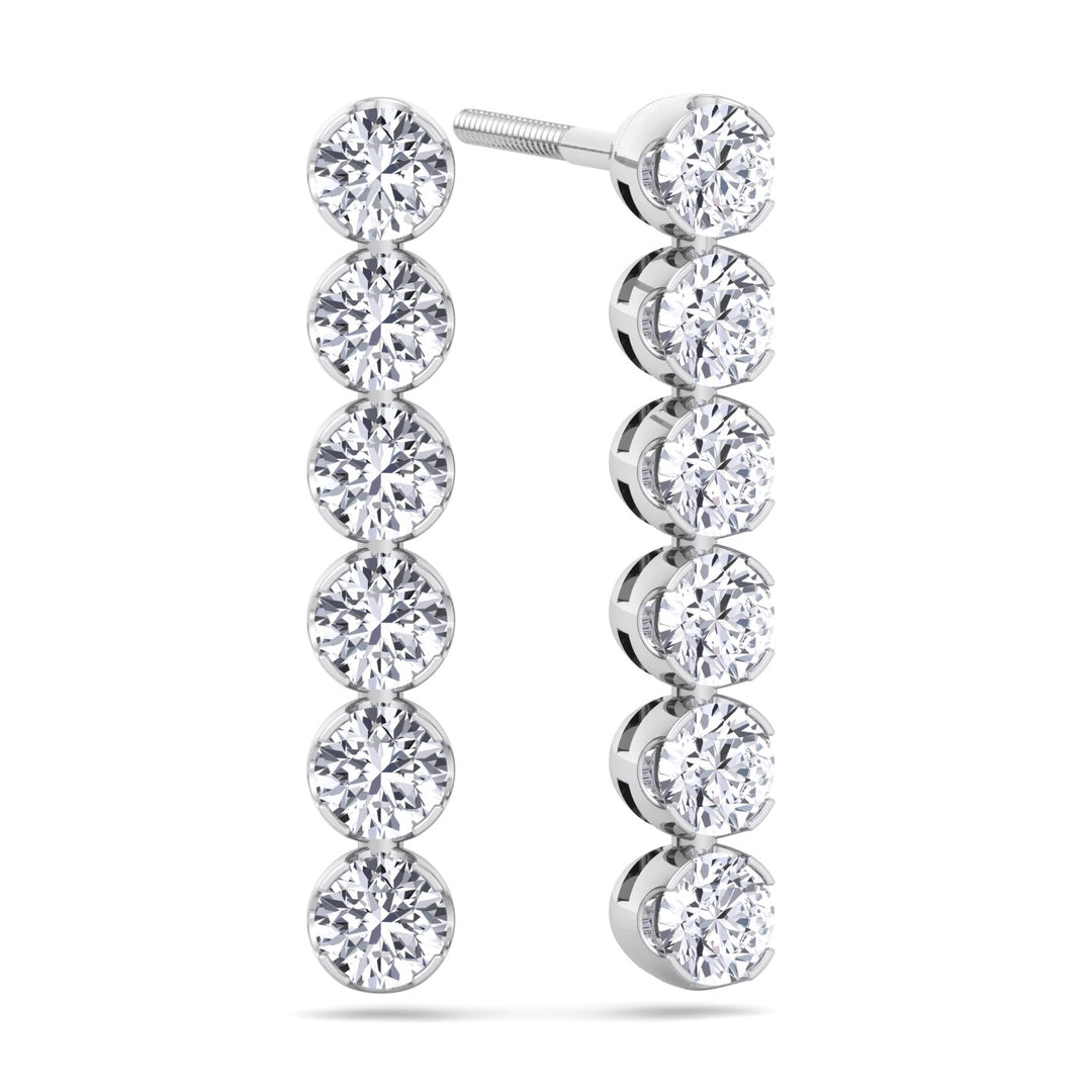 Round Cut Tennis Drop Earrings