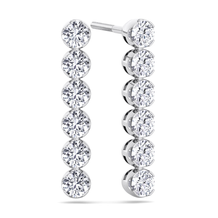 Round Cut Tennis Drop Earrings
