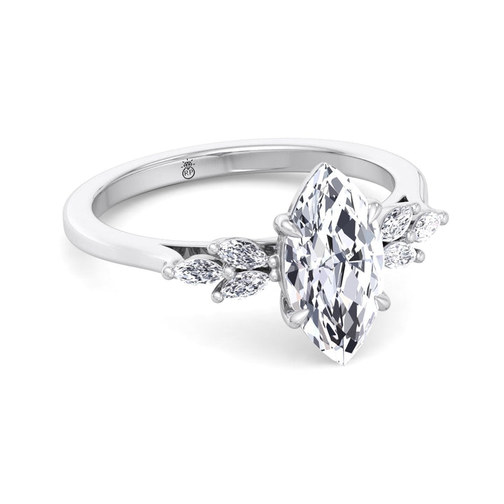Marquise Cut Engagement Ring with Triple Marquise Sidestones