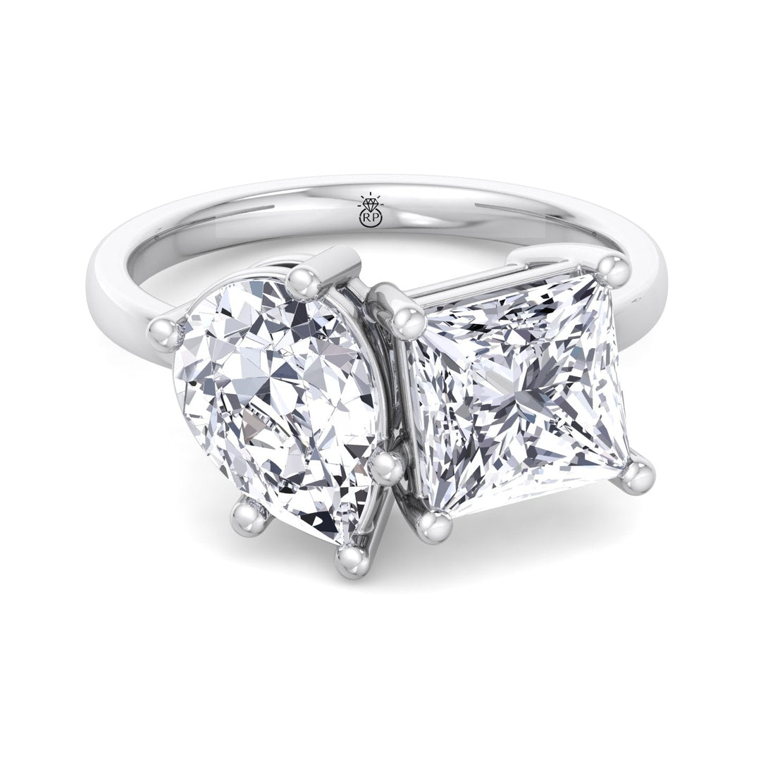 Pear &amp; Princess Cut Two Stone Engagement Ring