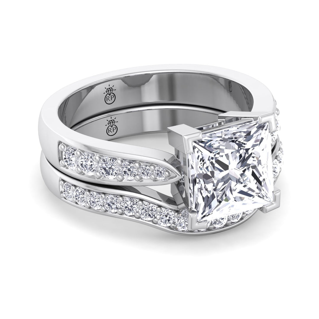 Channel Set Pave Wedding Band with Curve (.65CT)