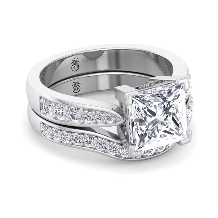 Channel Set Pave Wedding Band with Curve (.65CT)