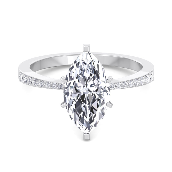 Marquise Cut Engagement Ring with Sidestones
