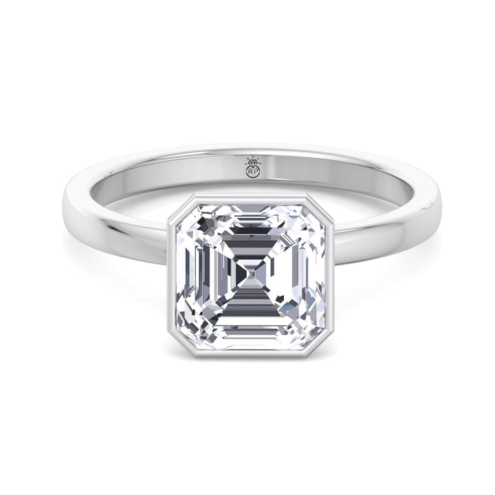Asscher Cut Bezel Set Solitaire Engagement Ring