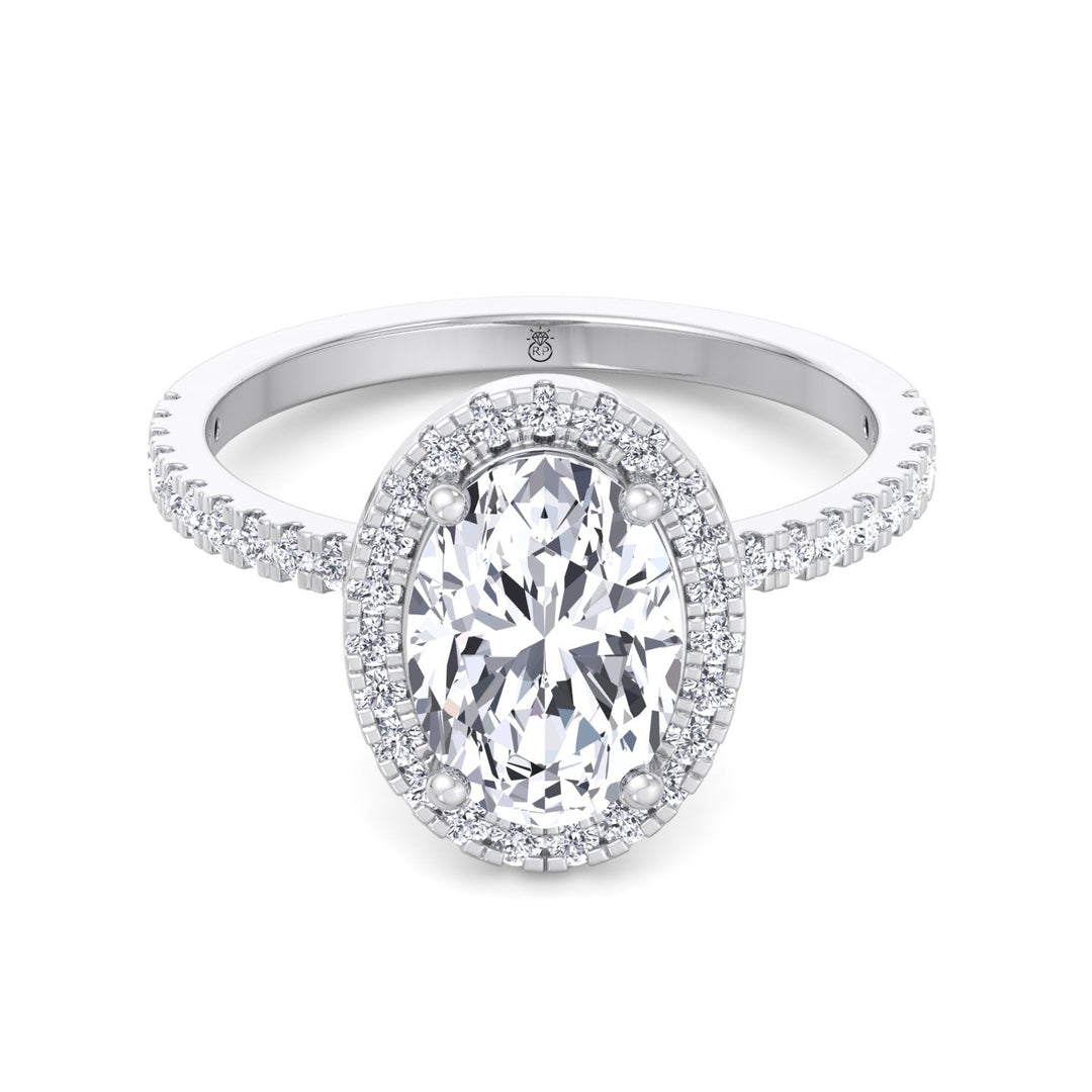 Maui - Oval Cut Halo Engagement Ring With Pavé Band