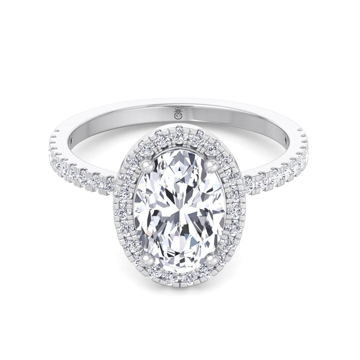 Maui - Oval Cut Halo Engagement Ring With Pavé Band