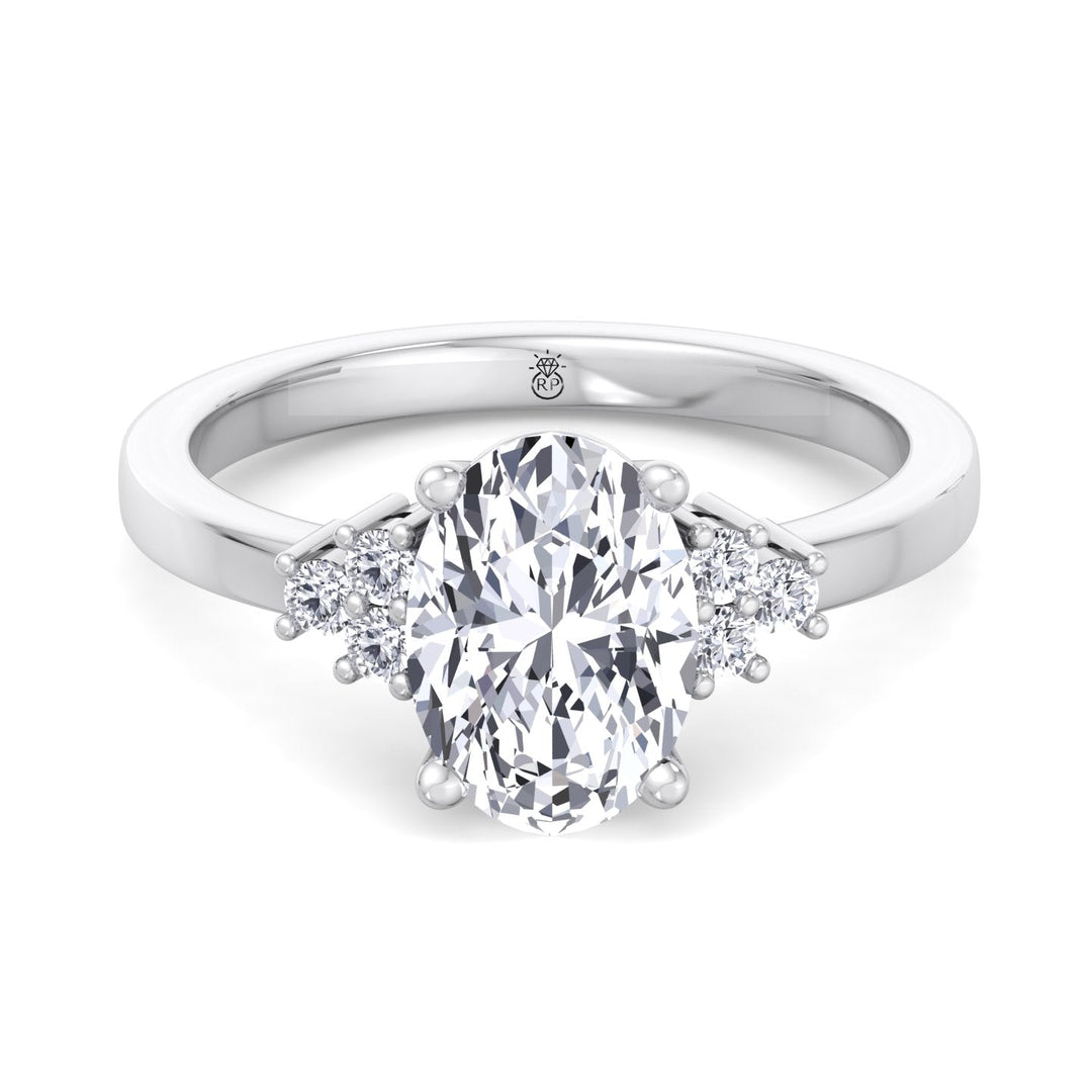 Oval Cut Engagement Ring with Round Side Stones