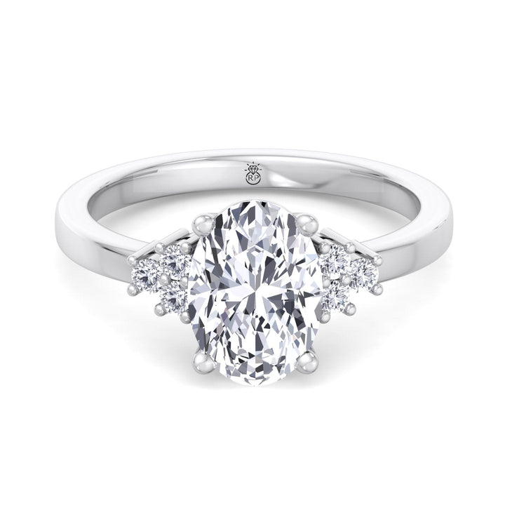 Oval Cut Engagement Ring with Round Side Stones