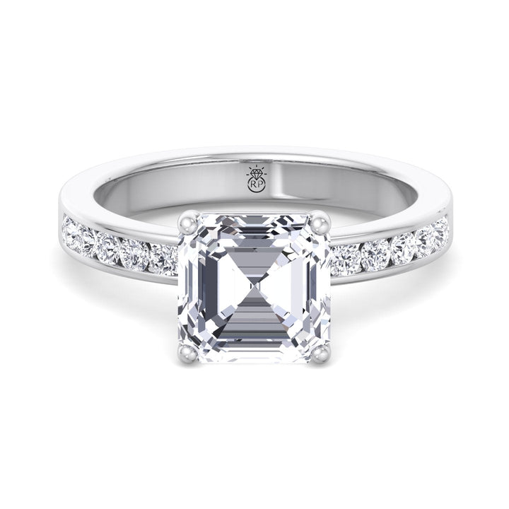 Asscher Cut Engagement Ring With Channel Set Sidestones