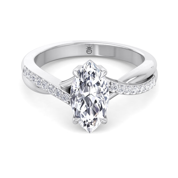 Marquise Cut Engagement Ring With Pavé Twist Band