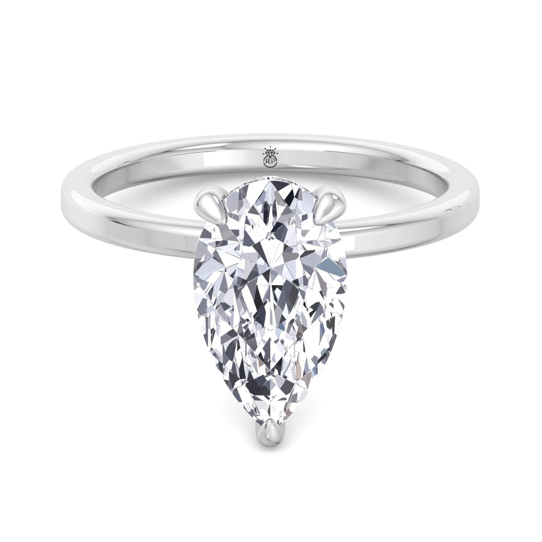 Pear Shape Engagement Ring with Hidden Halo