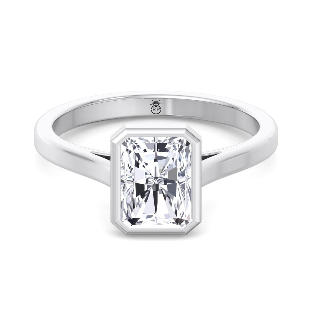 Radiant Cut Solitaire Engagement Ring Bezel Set