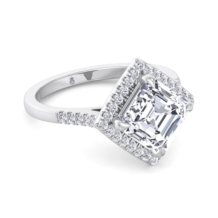 Asscher Cut Kite Set Engagement Ring With A Halo