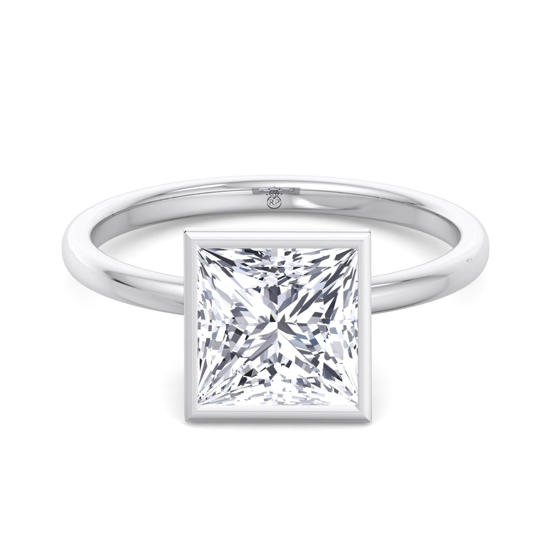Princess Cut Bezel Set Engagement Ring