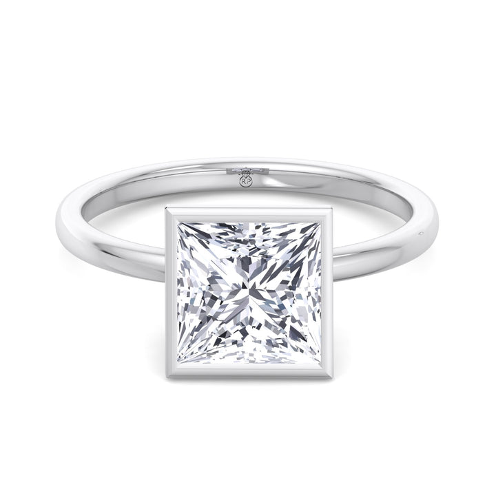 Princess Cut Bezel Set Engagement Ring