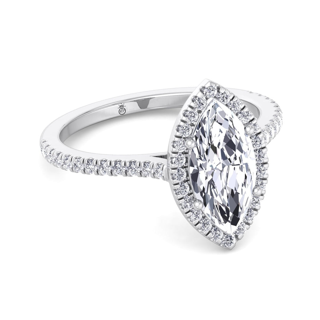 Marquise Cut Engagement Ring With Sidestones &amp; Halo