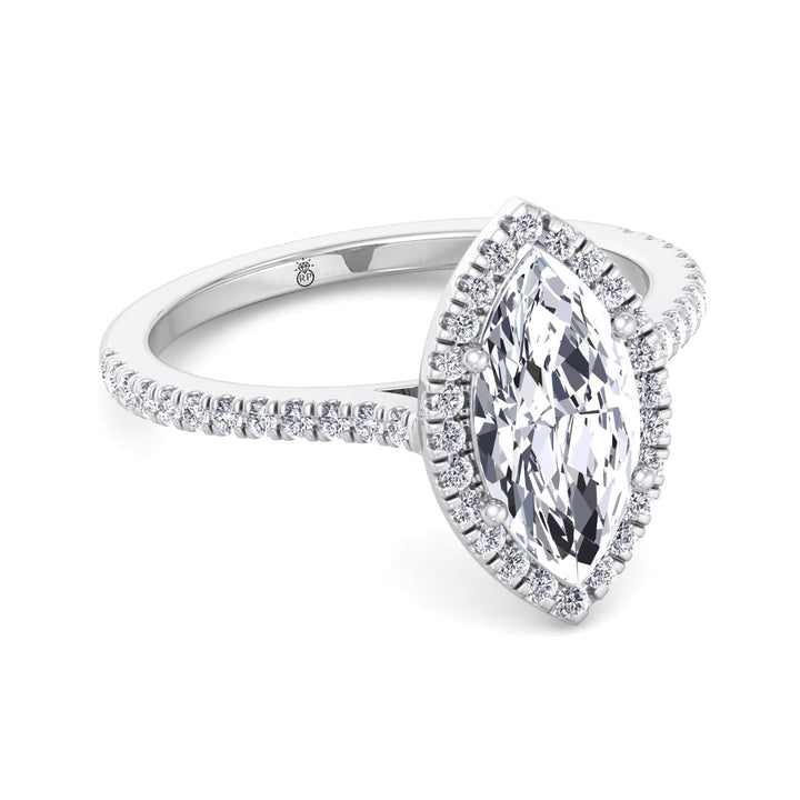 Marquise Cut Engagement Ring With Sidestones &amp; Halo