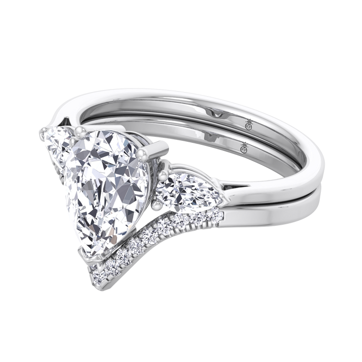 Matching Pave Wedding Band with Curve (0.06 CT)