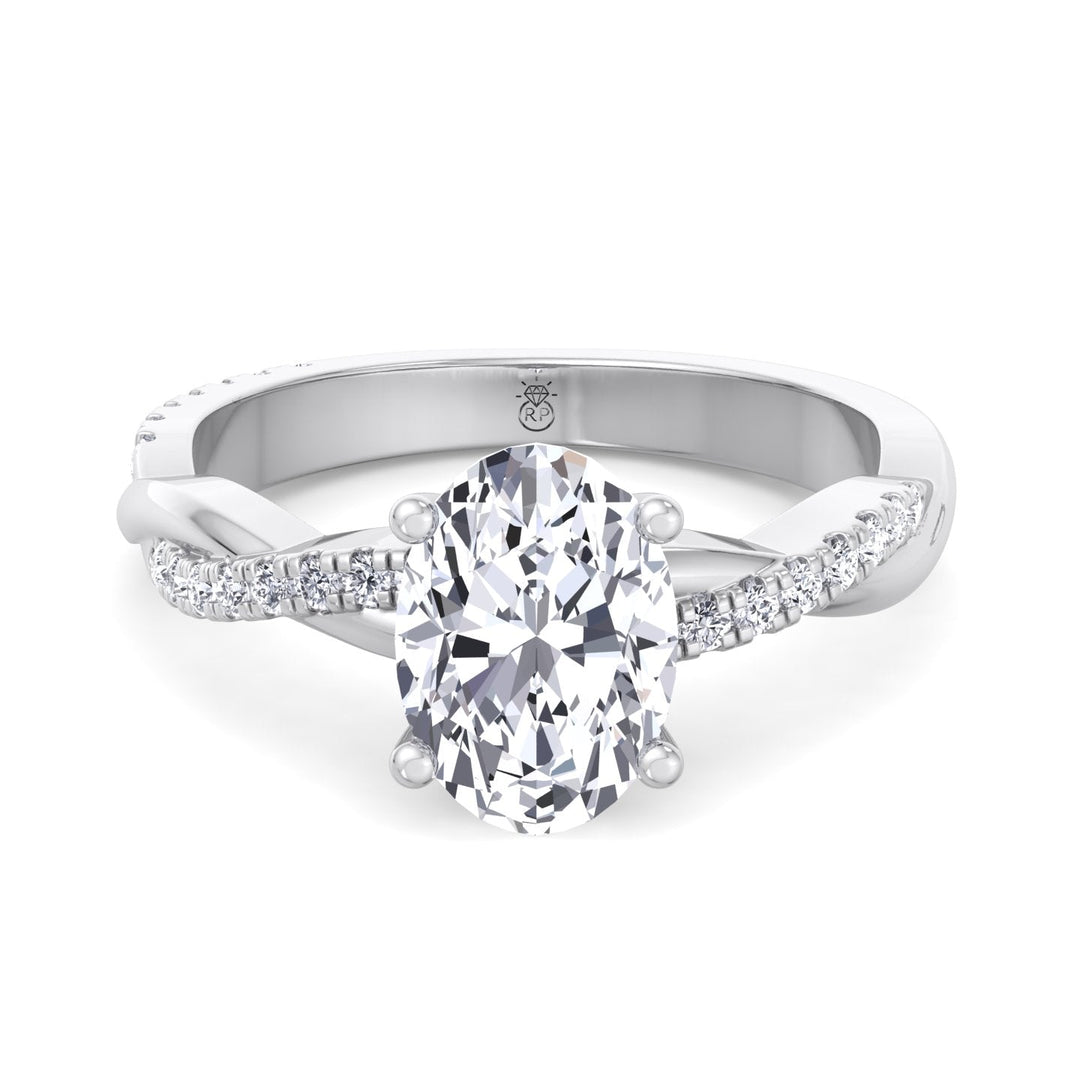 Oval Cut Engagement Ring with Twisted Band