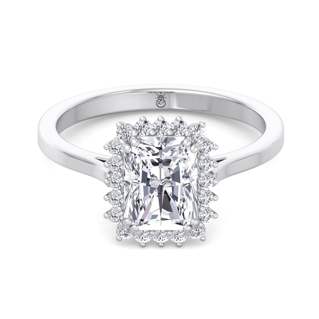 Radiant Cut Flower Halo Engagement Ring