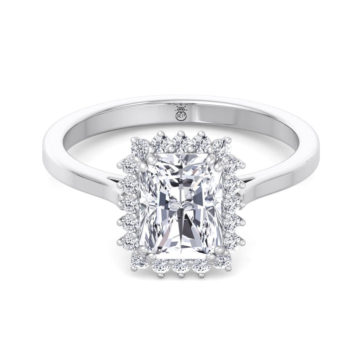 Radiant Cut Flower Halo Engagement Ring