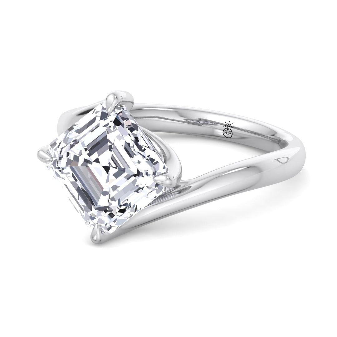Asscher Cut Twisted Band Solitaire Engagement Ring