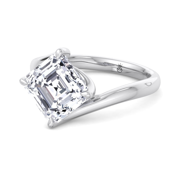 Asscher Cut Twisted Band Solitaire Engagement Ring