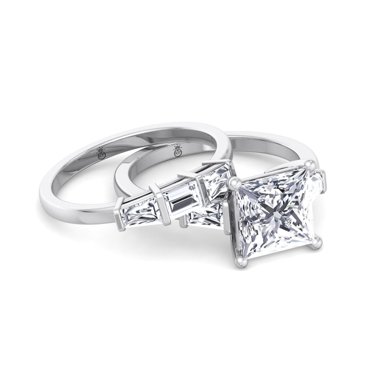 Emerald &amp; Tapered Baguette Shape Wedding Band (0.41 CT)
