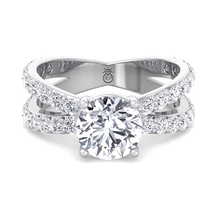 Round Cut Engagement Ring With Double Band