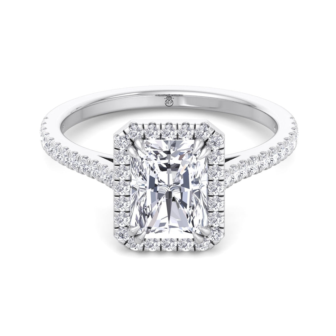 Radiant Cut Engagement Ring With Pavé Band