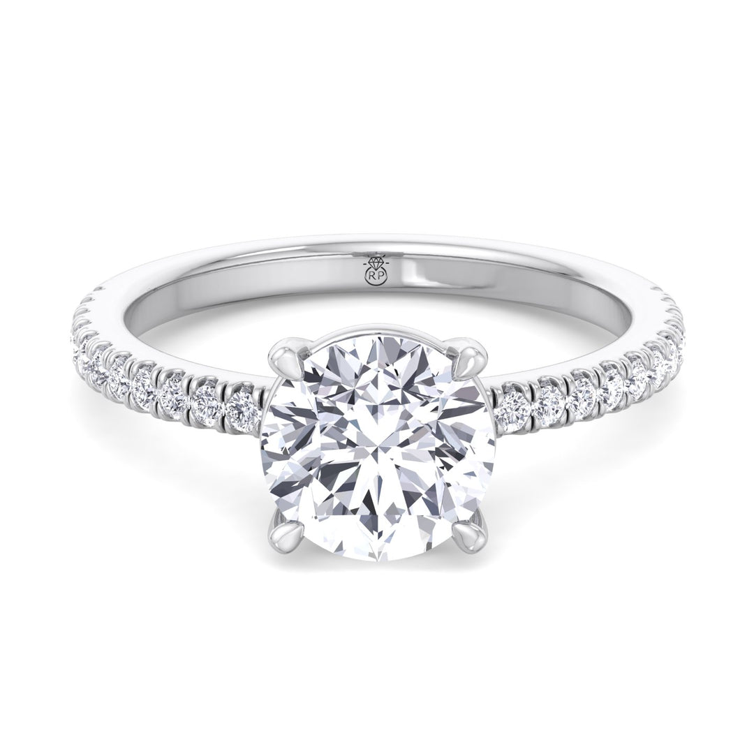 Round Cut   Engagement Ring with Sidestones