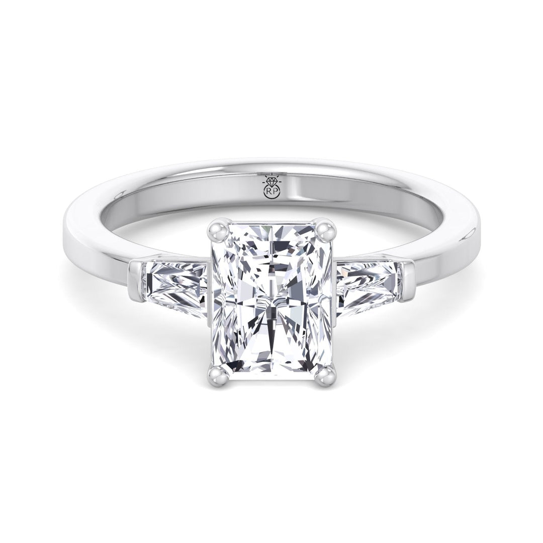 Radiant Cut Engagement Ring with Tapered Baguette Sidestones