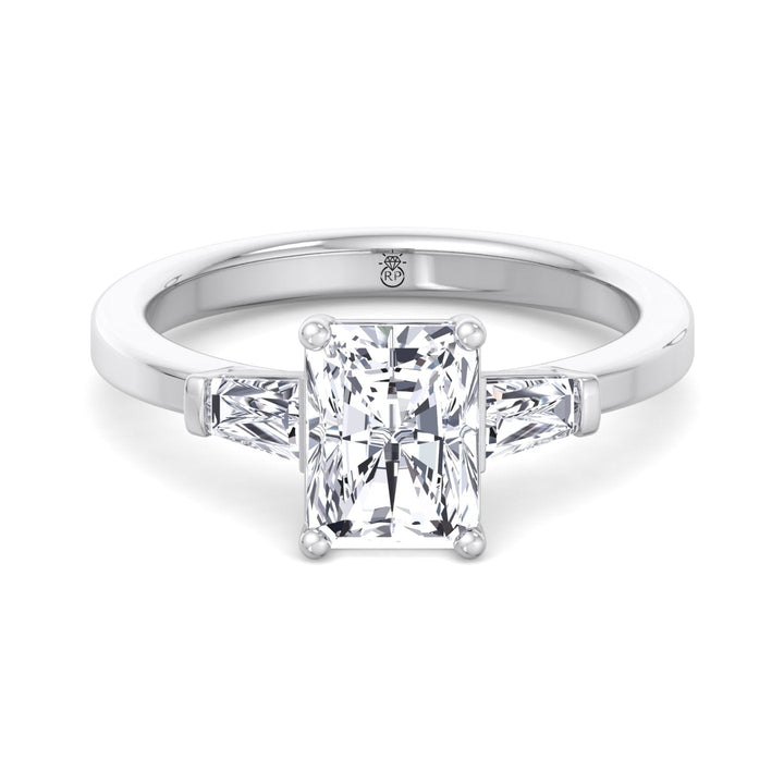 Radiant Cut Engagement Ring with Tapered Baguette Sidestones