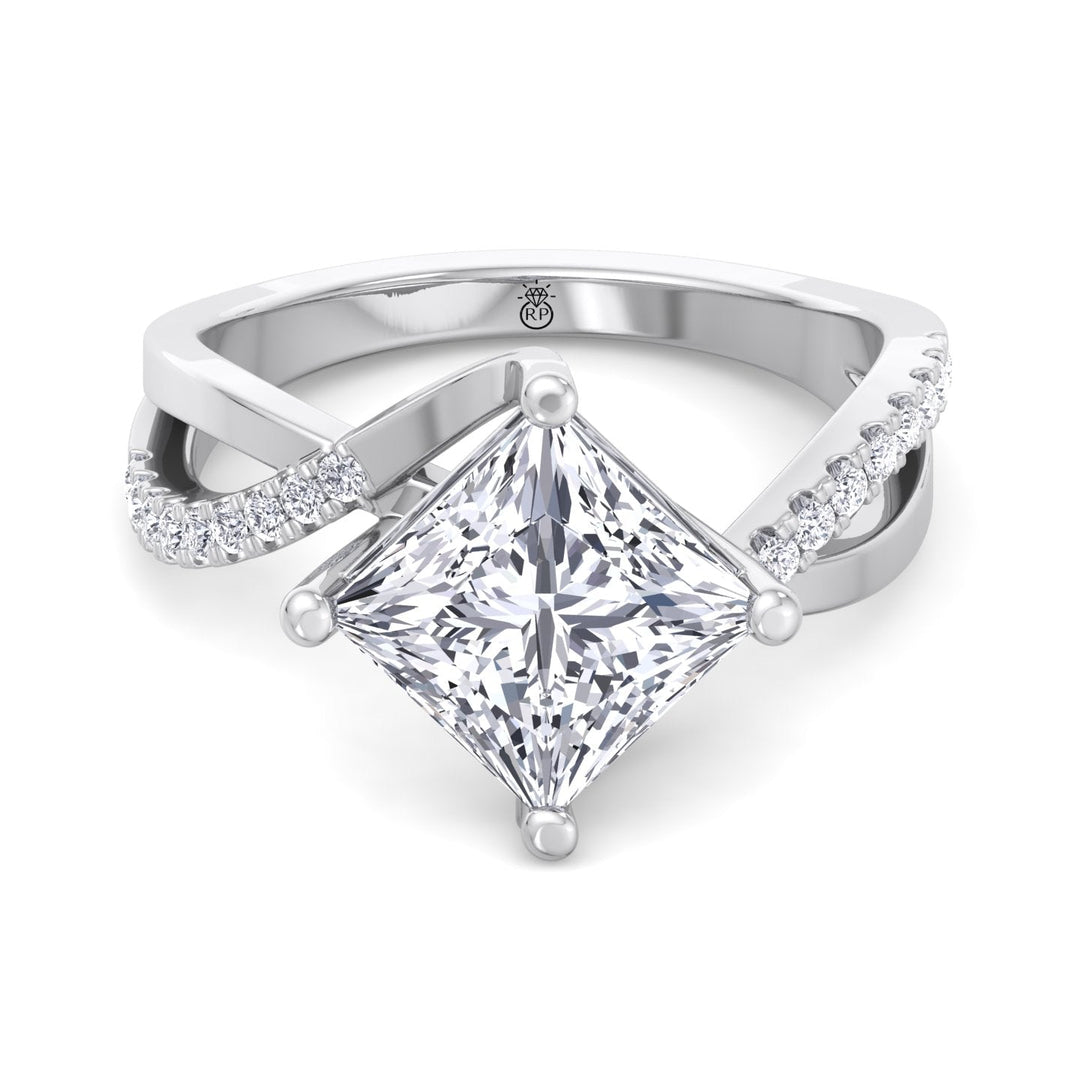 Princess Cut Engagement Ring With Wrap Detail Sidestones
