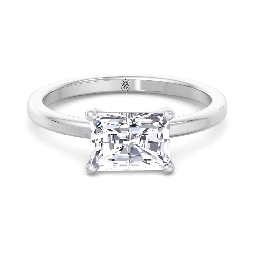 Radiant Cut Solitaire Engagement East West