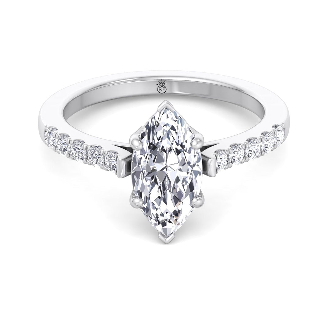 Marquise Cut Engagement Ring 6 Prongs With Sidestones