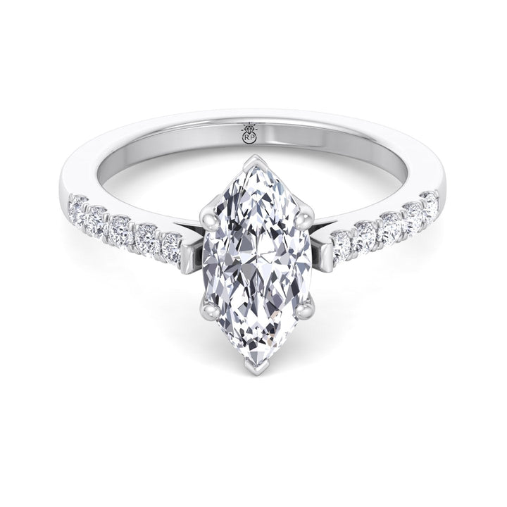 Marquise Cut Engagement Ring 6 Prongs With Sidestones