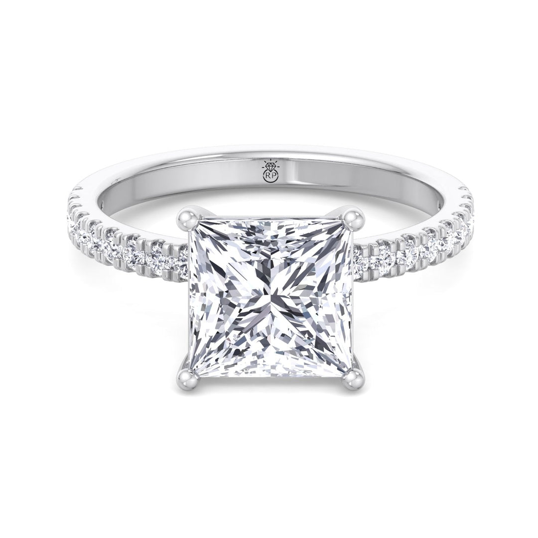 Princess Cut Engagement Ring With Pavé Band