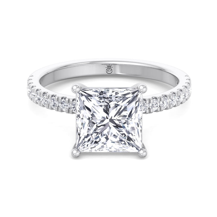 Princess Cut Engagement Ring With Pavé Band