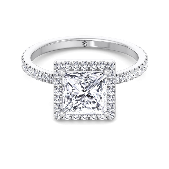 Princess Cut Engagement Ring With Pavé Sidestones &amp; Halo