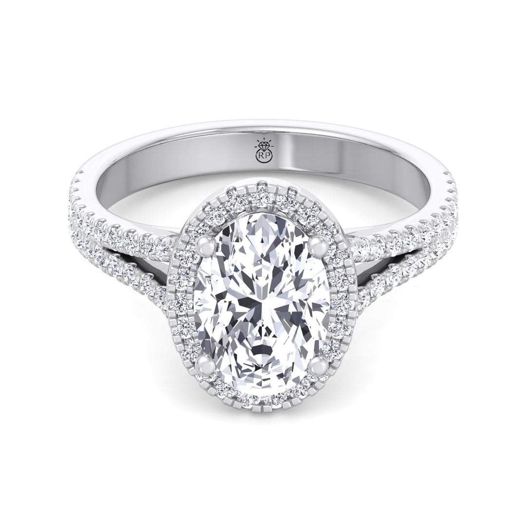 Oval Cut Engagement Ring with Round Side Stones