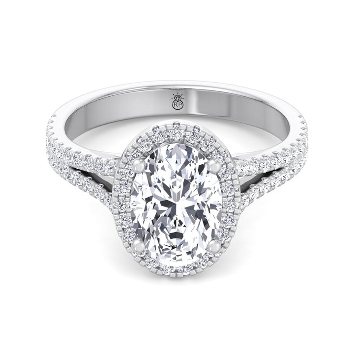 Oval Cut Engagement Ring with Round Side Stones