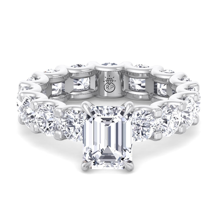 Emerald &amp; Round Eternity Engagement Ring