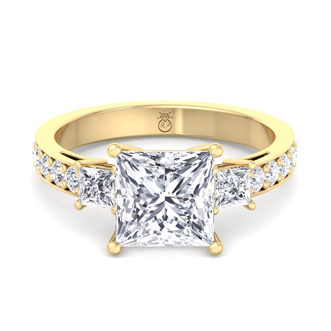 Princess Cut Engagement Ring with Sidestones