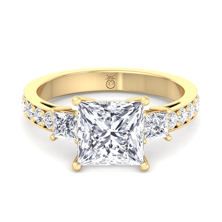 Princess Cut Engagement Ring with Sidestones