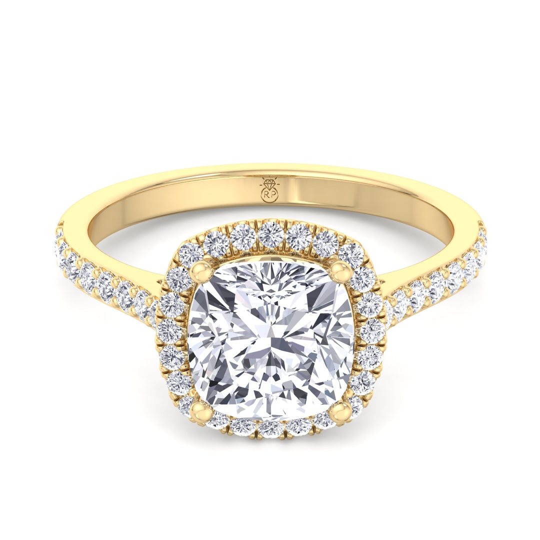 Cushion Cut   Halo Engagement Ring with Sidestones