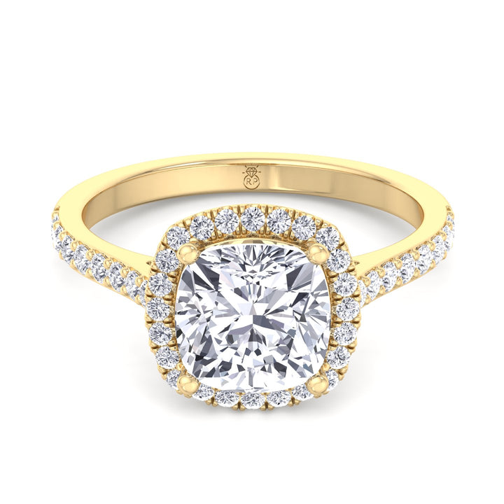 Cushion Cut   Halo Engagement Ring with Sidestones