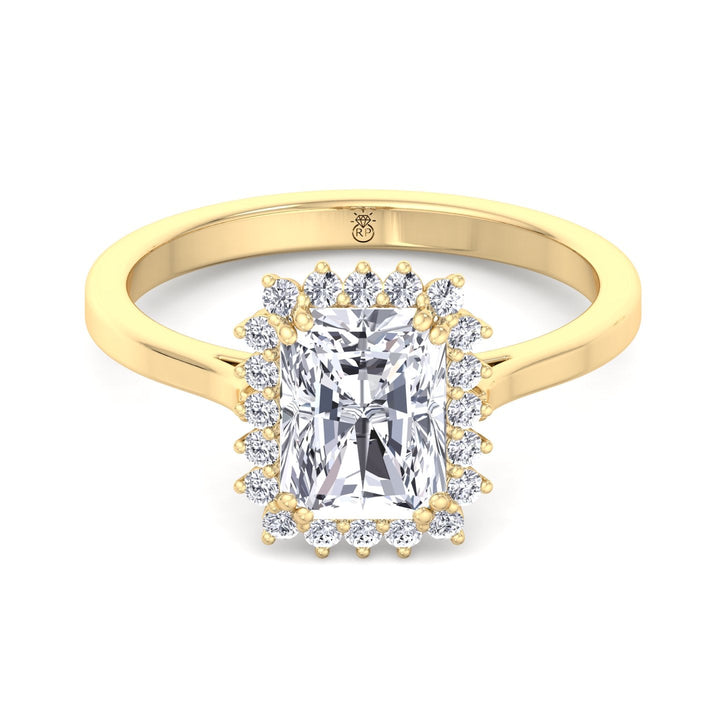 Radiant Cut Flower Halo Engagement Ring