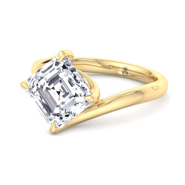 Asscher Cut Twisted Band Solitaire Engagement Ring