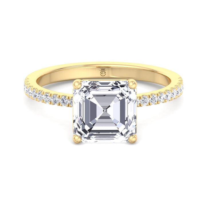 Asscher Cut Dainty Engagement Ring With Sidestones